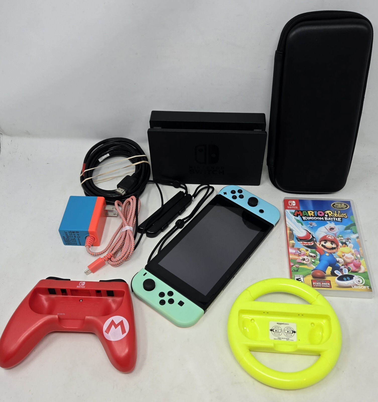 Nintendo Switch HAC-001 Video Game Console + Joy-Cons + Charger Dock Bundle Lot