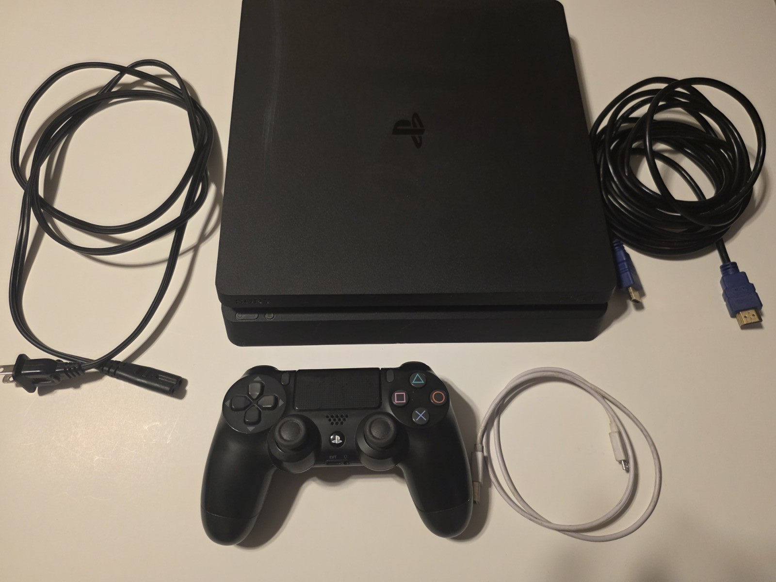 Sony PlayStation 4 Slim PS4 500GB Console Bundle OEM Controller Cables Tested