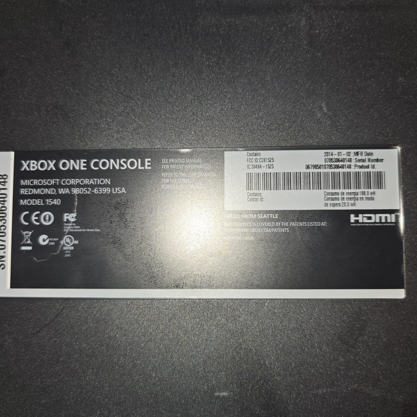 Microsoft Xbox One 365GB Model 1540 Console Only Tested Working