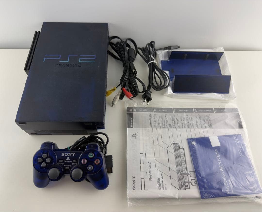 Sony PS2 BB Pack Midnight Blue SCPH-50000 MB/NH Console Complete Tested Japan