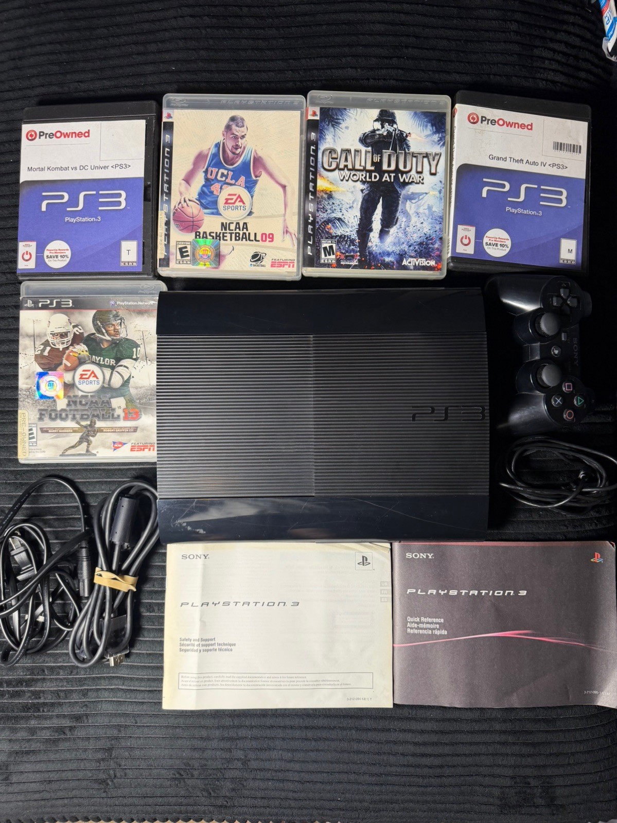 Sony PlayStation 3 Super Slim PS3 1TB Console Bundle w/ Games Controller Cords