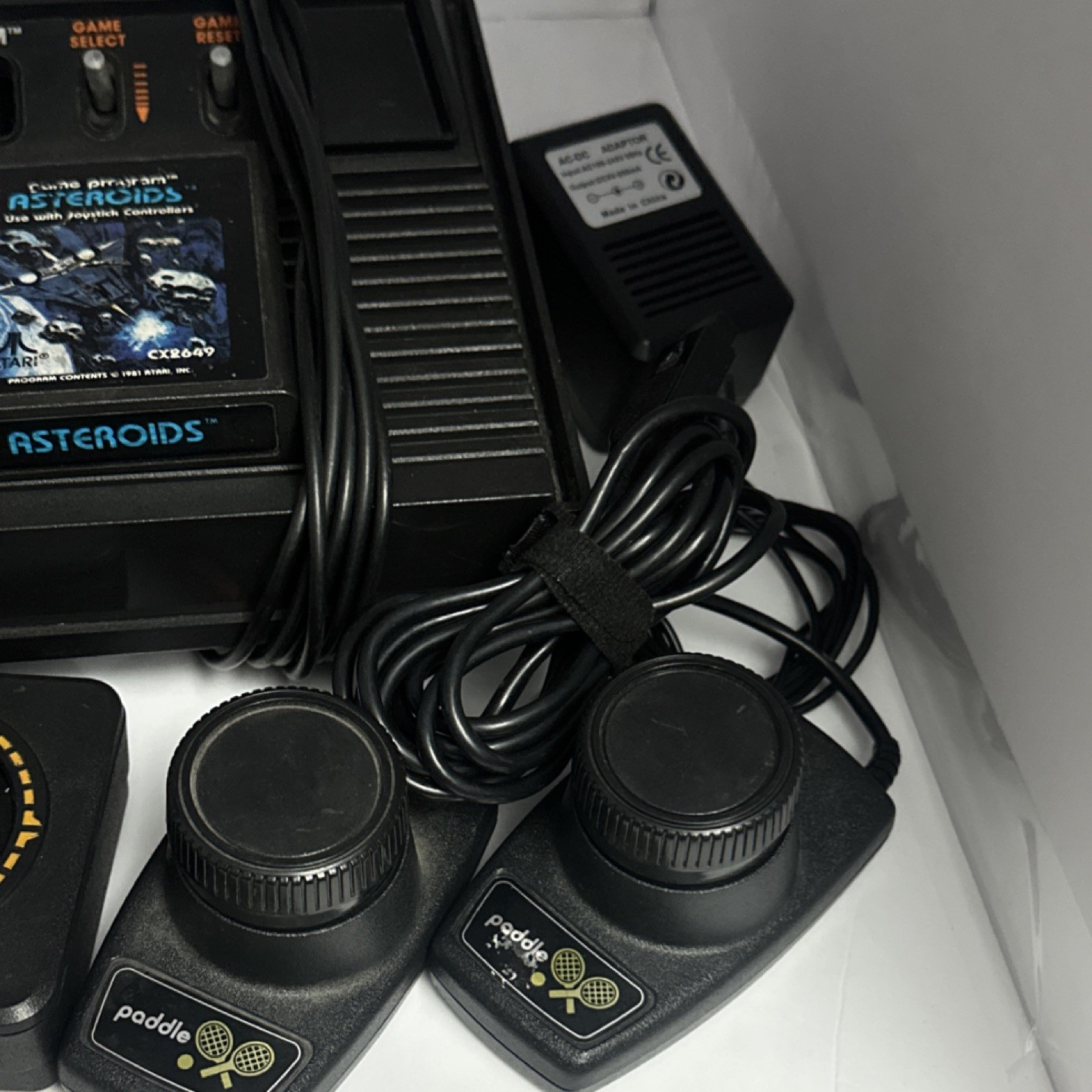 Atari 2600 Black Console RF w/ Joysticks, Paddle Controllers, Combat, Asteroids