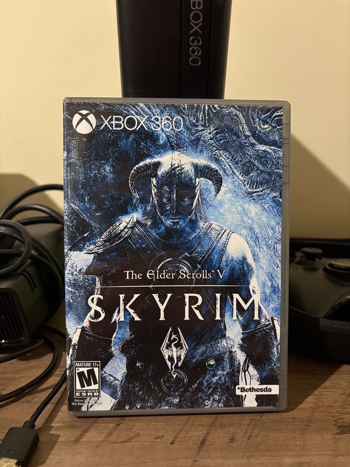 Custom Xbox 360 S 500GB Skyrim Bundle | Power Supply | Controller — Fully Tested