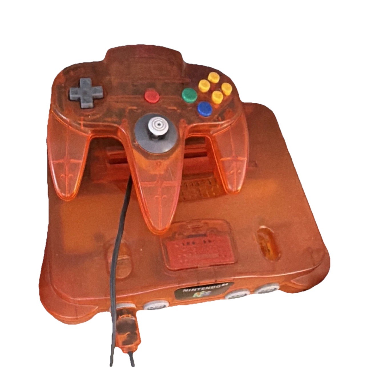 Nintendo 64 Atomic Fire Orange Console Orange Controller RESET BUTTON MISSING