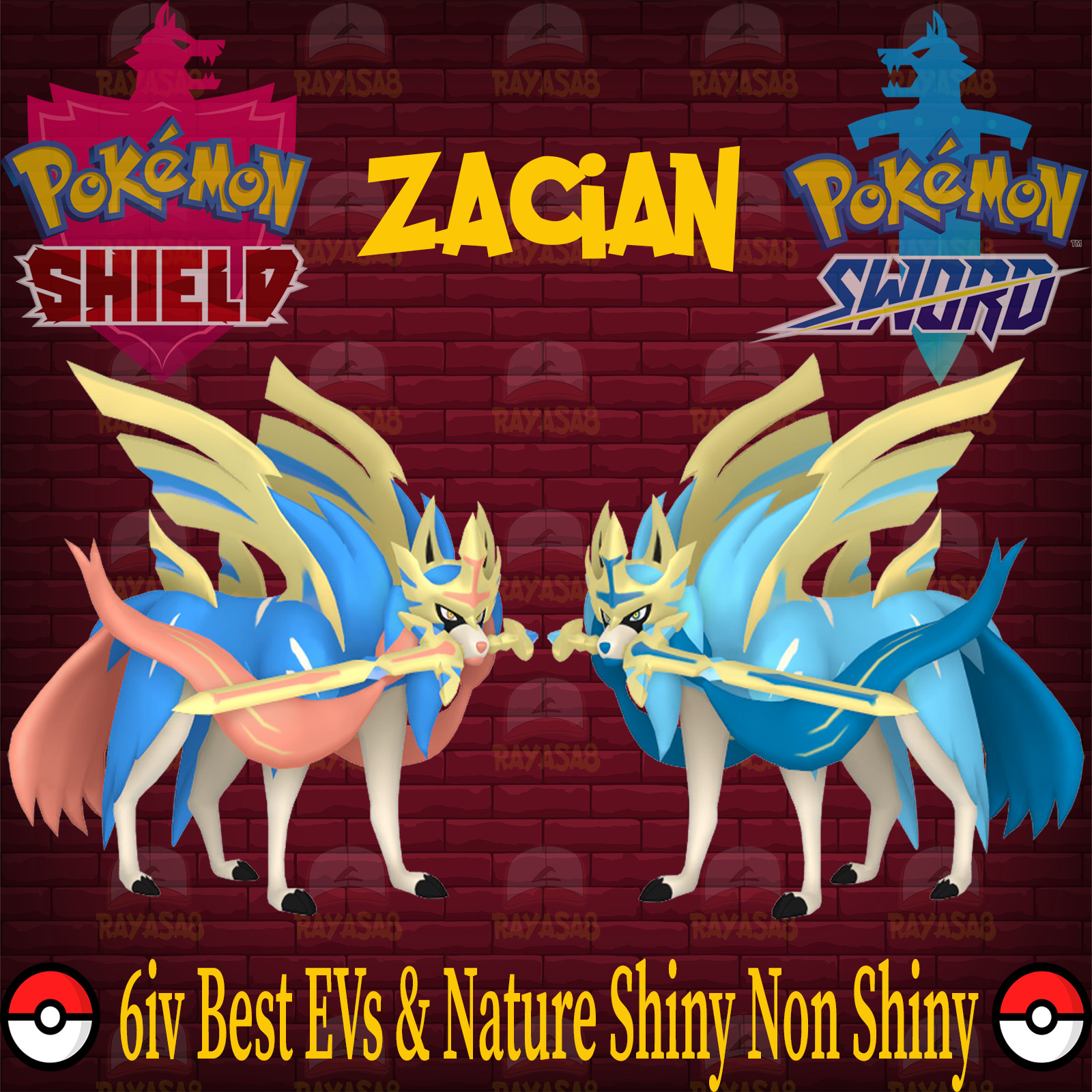 Pokemon Sword & Shield Zacian Crowned 6IV Best EVs & Nature 🌟Shiny🌟, Non Shiny