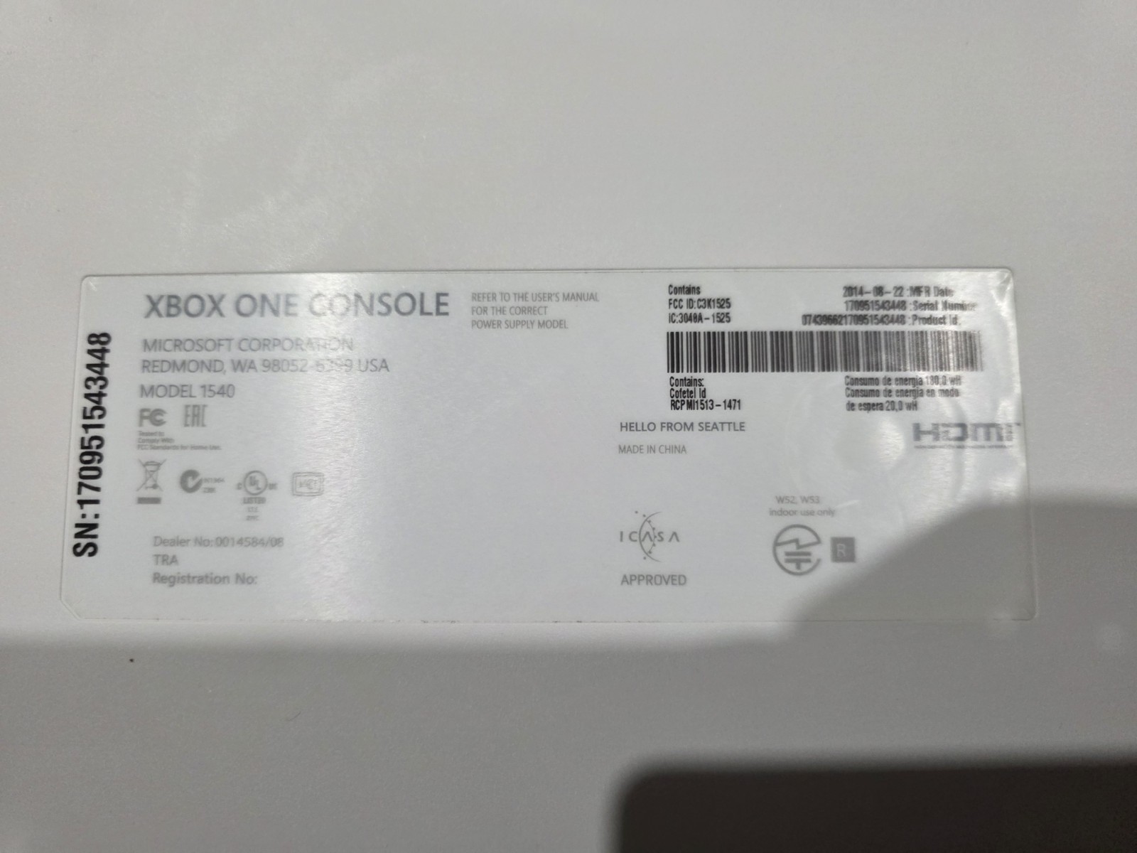 Microsoft Xbox One 1540 – 500GB Console Gaming System Only White Tested Working