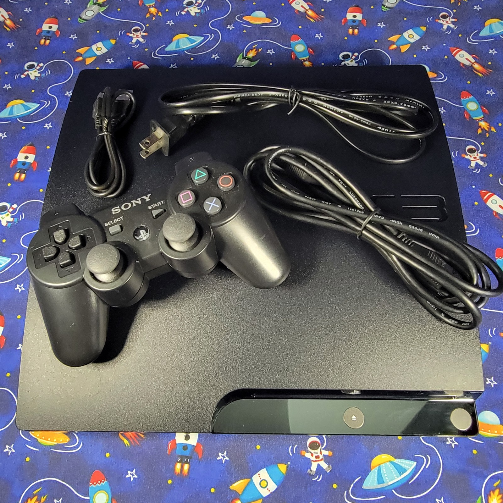 Sony PS3 Slim CECH-2501B 320GB Console Bundle Controller & Cables Tested
