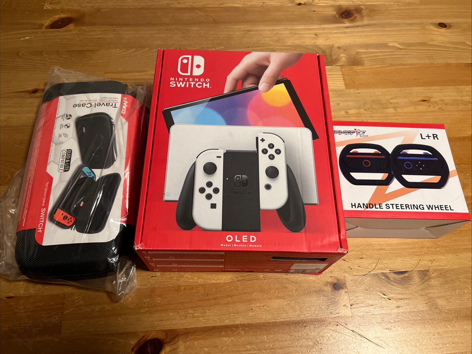 New Nintendo Switch OLED 64GB Model w/ White Joy-Con System Console case and ste