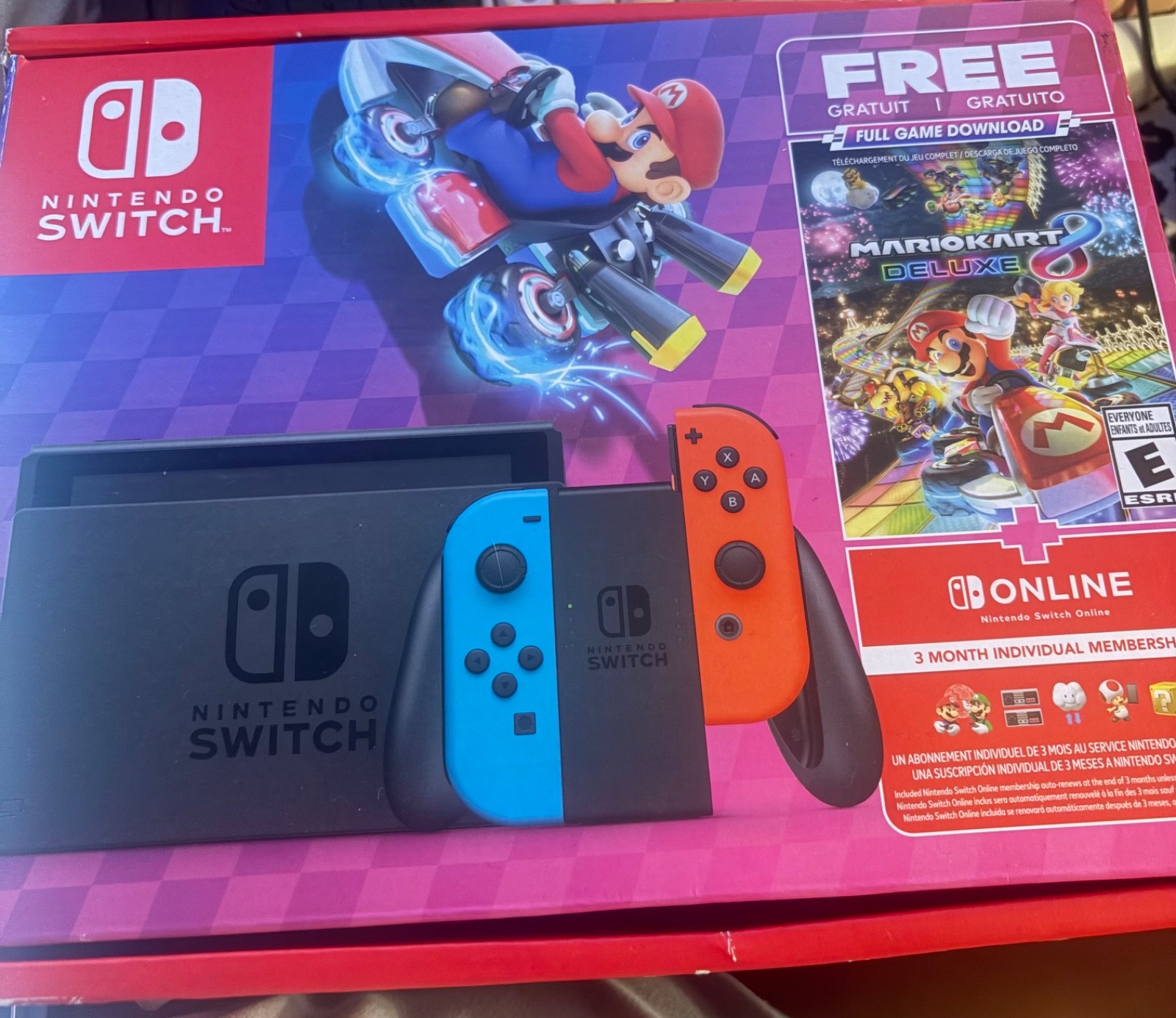 Nintendo Switch 32 GB Handheld Console – Neon Red/Neon Blue with Dock