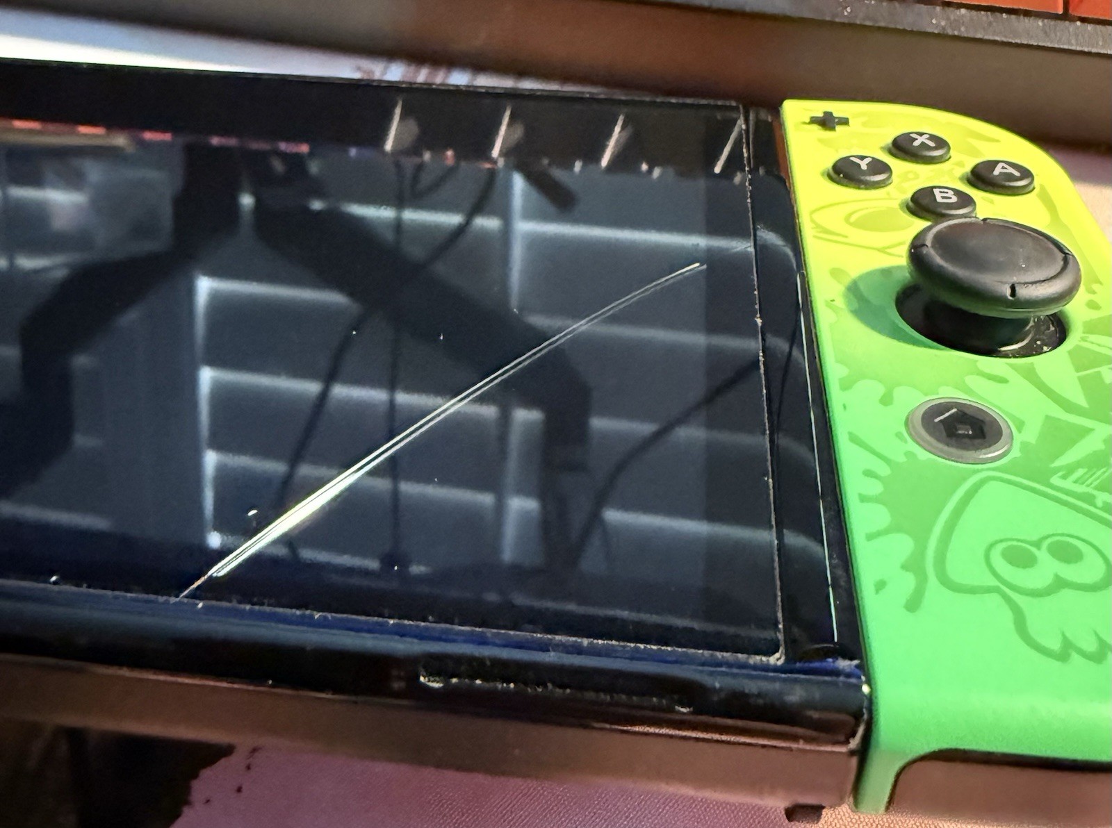 Nintendo Switch (OLED Model) HEG-001 Splatoon 3 Ed. Sub screen crack. Read Desc!