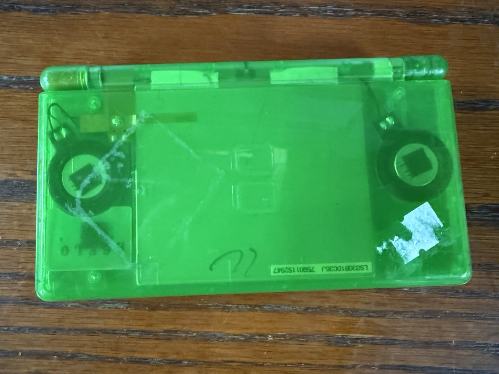 Nintendo DS Lite Transparent Clear Green Handheld System Tested Read Disc