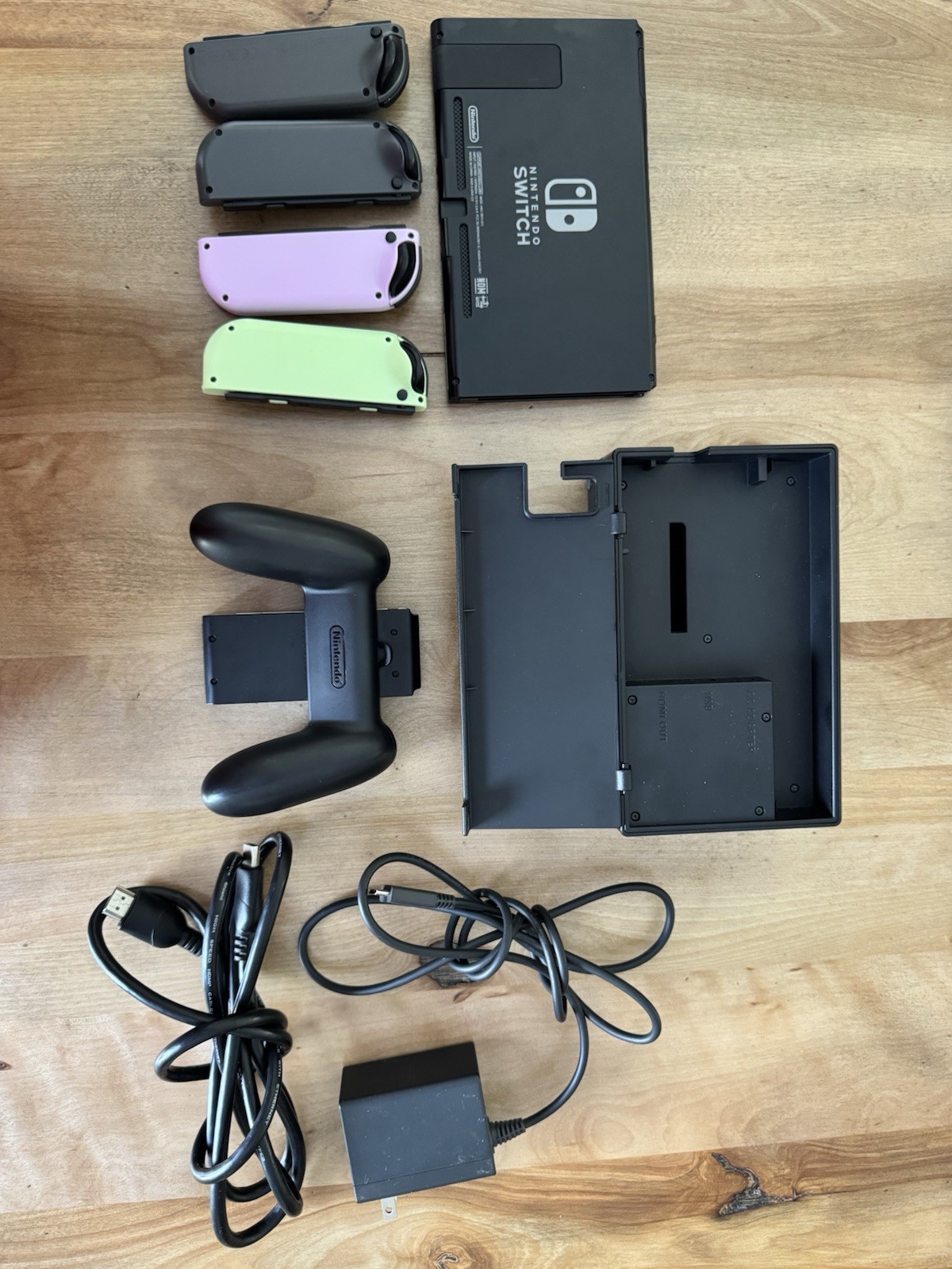 Nintendo Switch Console Gray, Purple & Green Joy-Con, Dock, Grip, HDMI