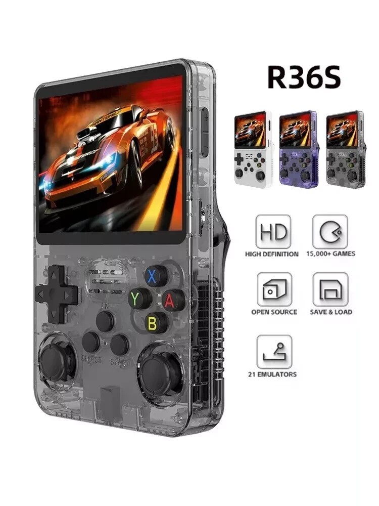 R36S Retro Handheld Video Game Console BLACK Linux 3.5″ IPS Vintage ROM