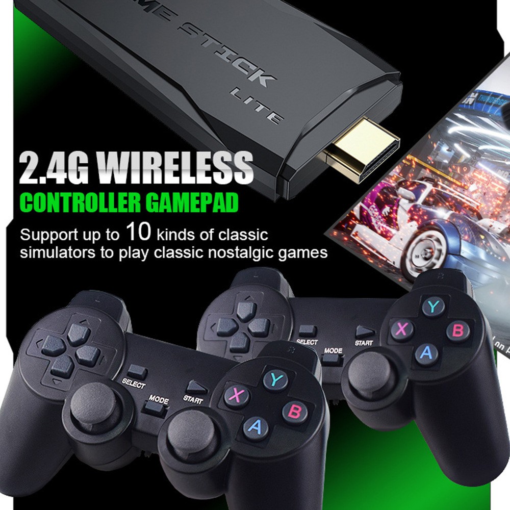 4K 64G HDMI TV Video Game Stick M8 Gaming Console Gamepad 2 Wireless Controller