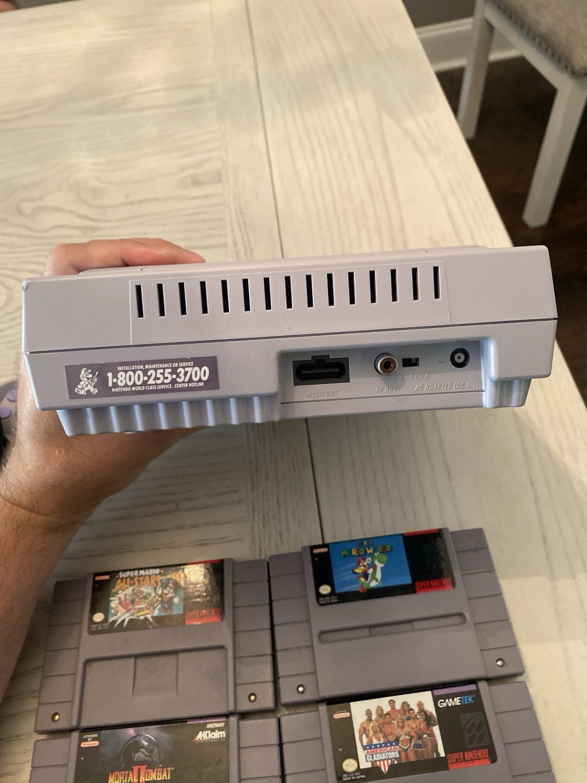 Super Nintendo SNES Console Bundle Tested Working + 5 Games Mario All-Stars