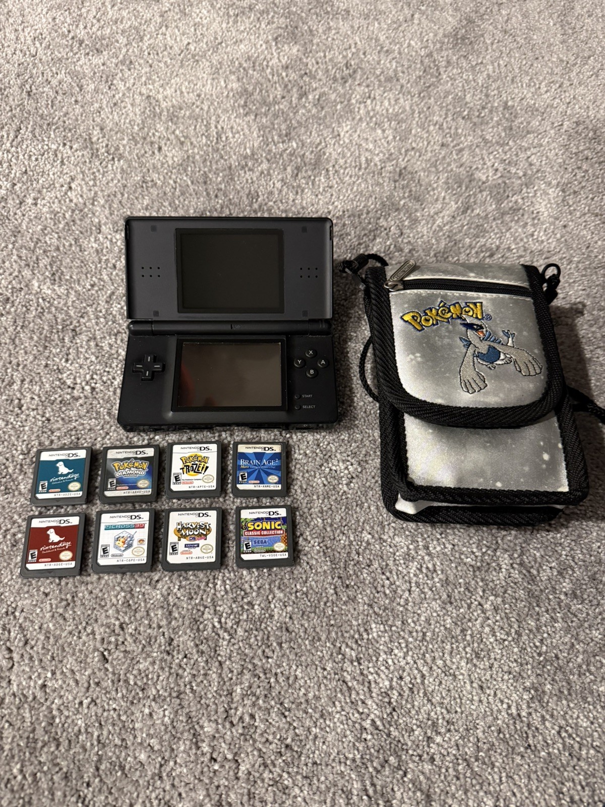Nintendo DS Lite Console Black with Games and Case