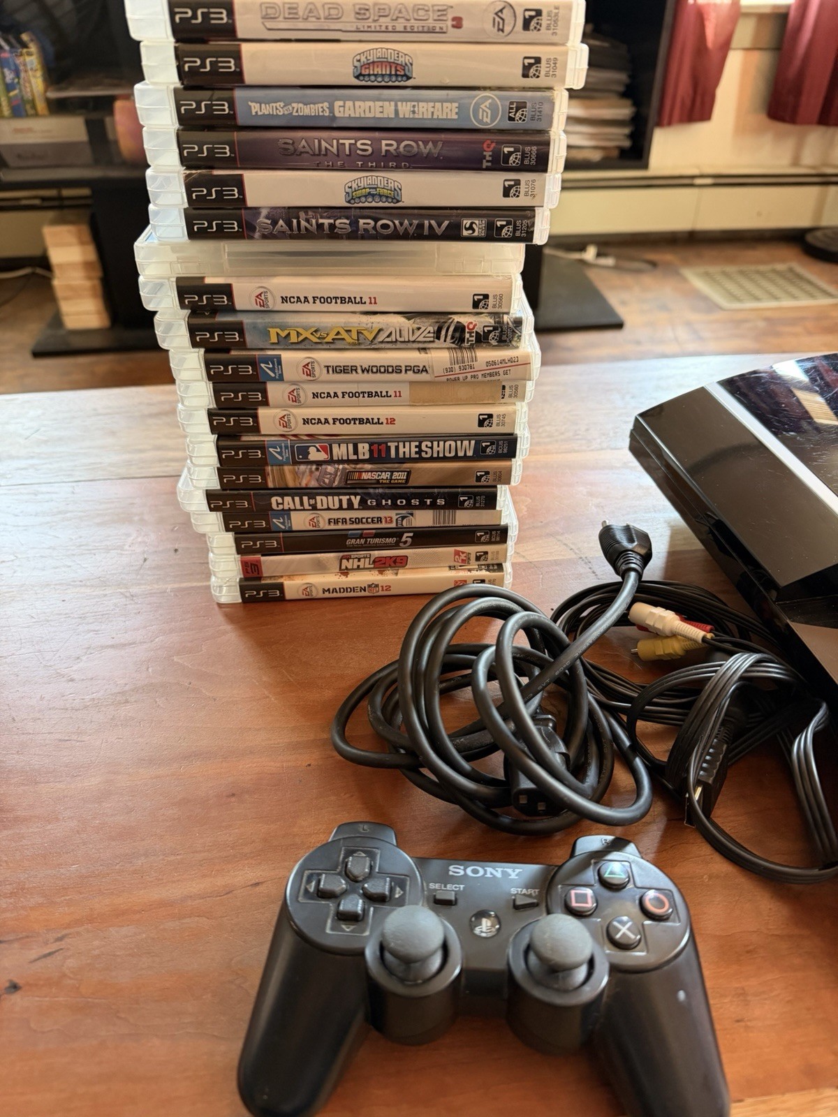 Sony PlayStation 3 PS3 80GB Fat Console Bundle CECHL01 W/ 19 Games, Controller