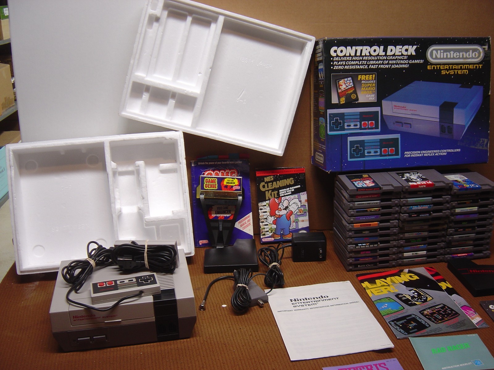 Nintendo NES Control Deck w/box, Styrofoam, 35 Games and More! Sold “As Is”