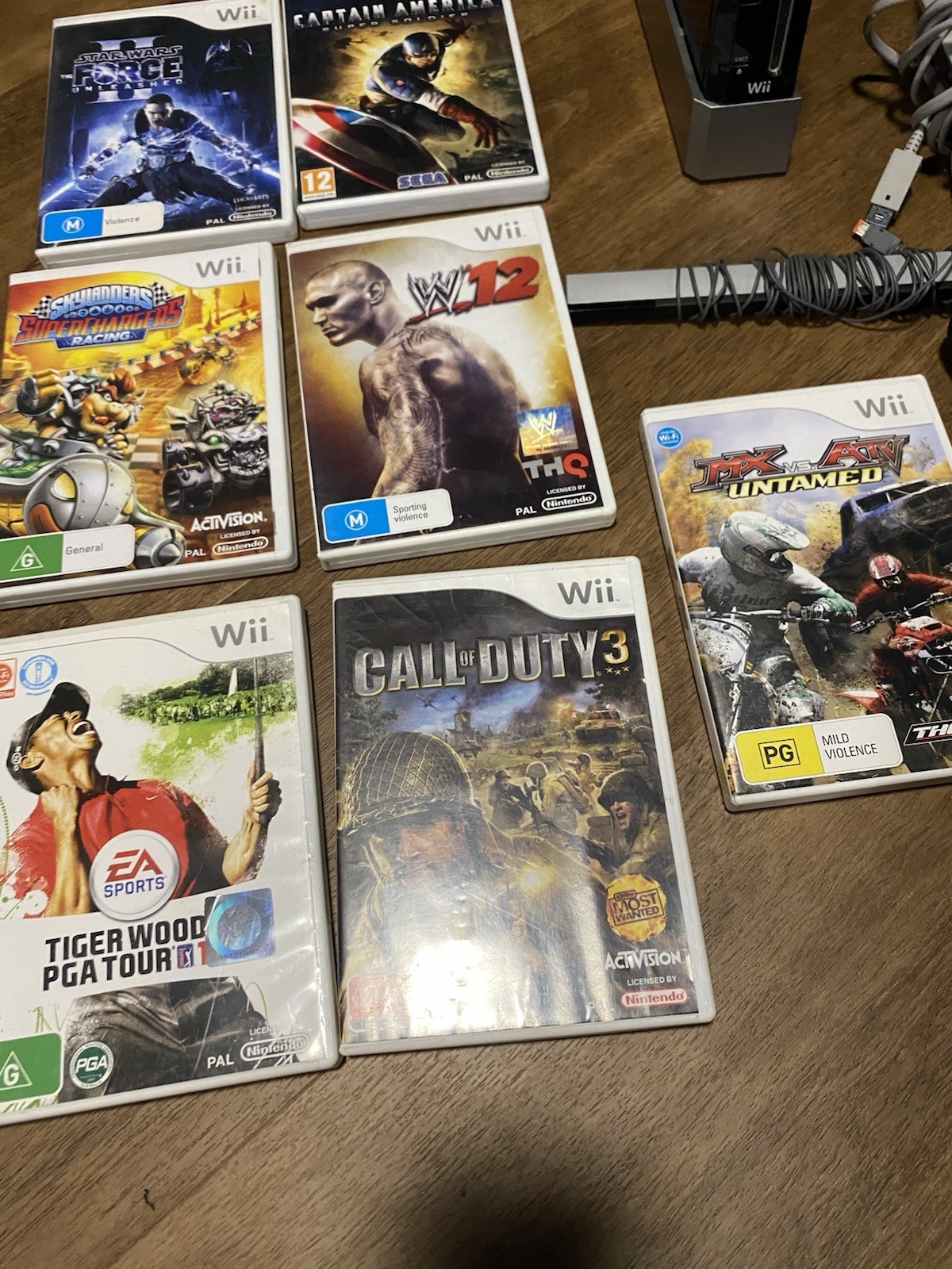Nintendo Black Wii Motion Plus Console Bundle With 8 Games Controller Sports