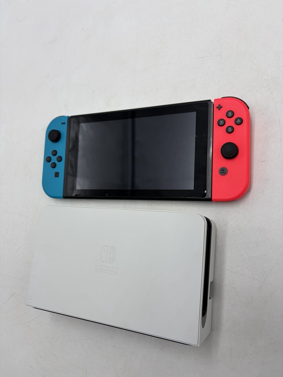 Nintendo Switch V1 HAC-001 Console W/ OLED Dock Tested Working Tested NO CABLES
