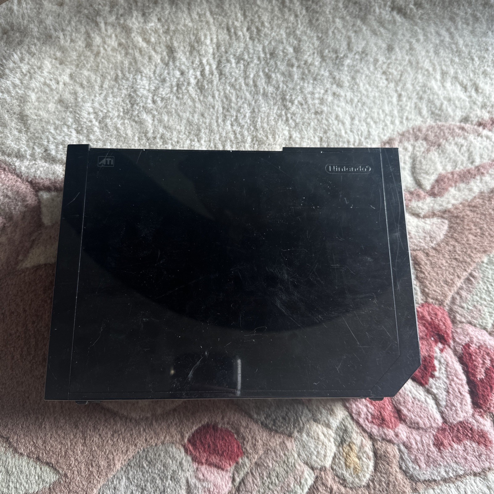 Nintendo Wii Video Game BLACK CONSOLE, 2 REMOTES, WHEEL + ACCESSORIES
