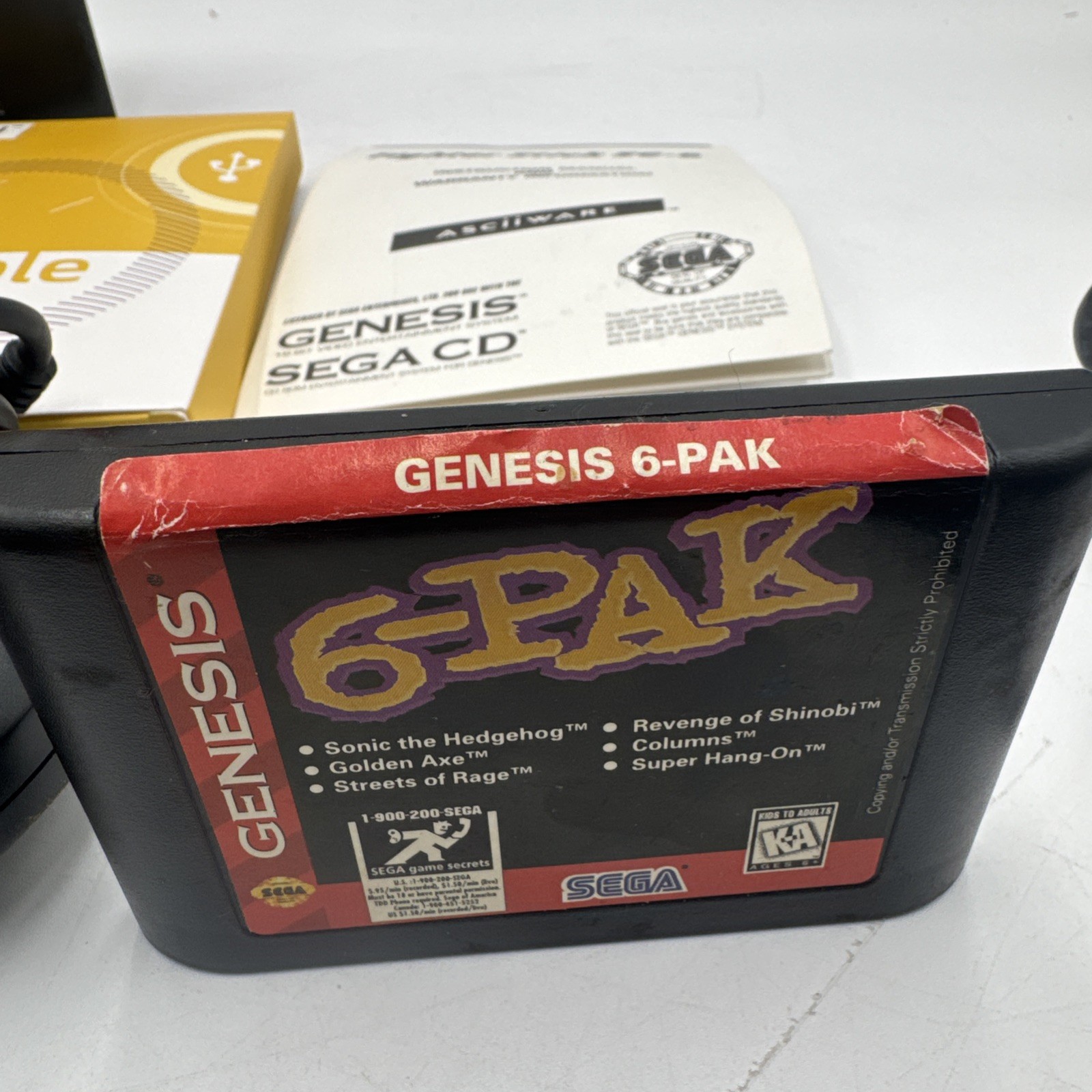 Sega Genesis 3 Console Bundle 6 Game Cartridge Power RCA SG-6 In Box Tested!