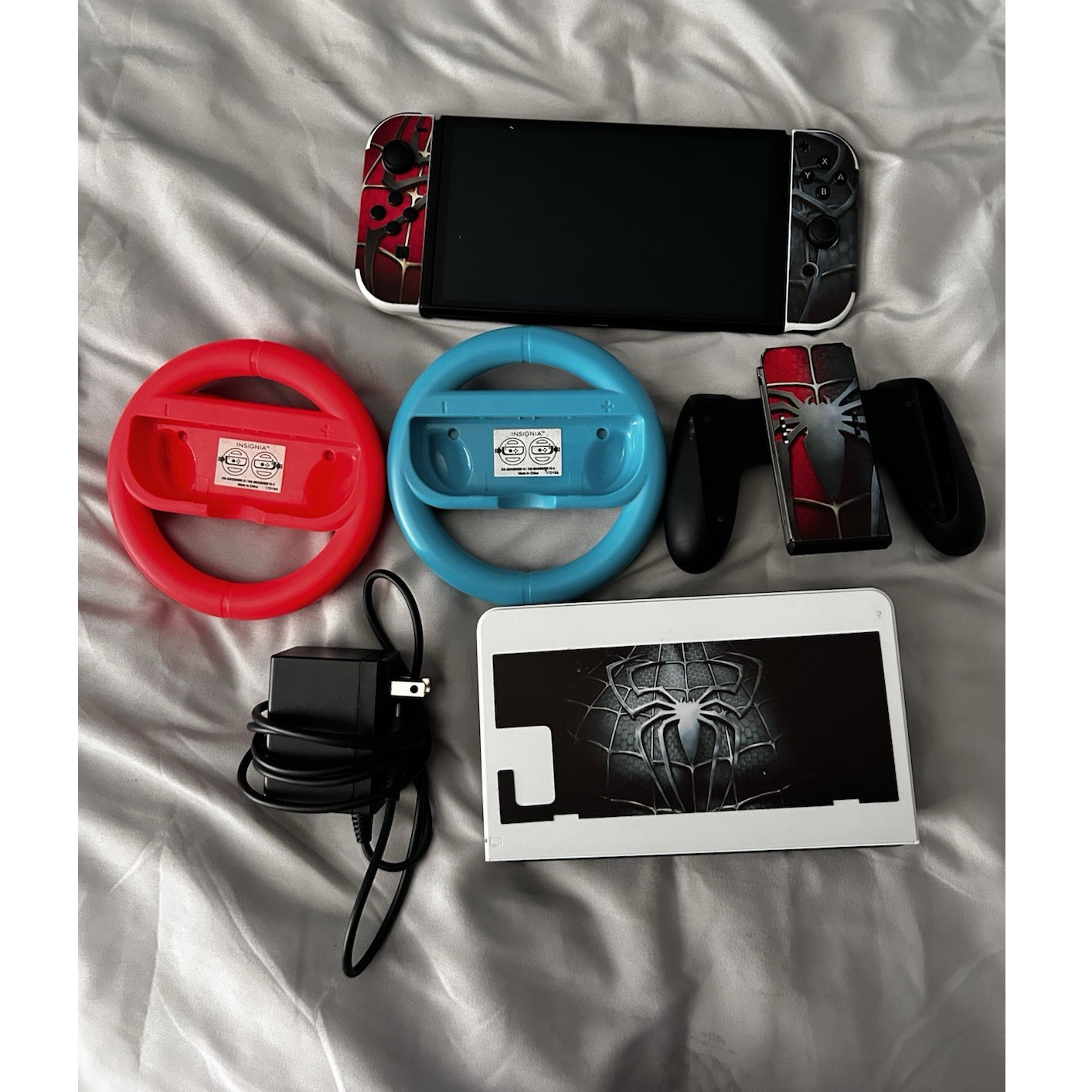Nintendo Switch 32GB 720p HD Handheld Console w/ Spider-Man Joy-Con Skin, Grips