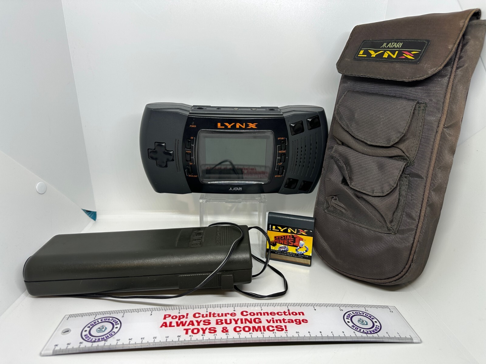 Original Atari Lynx Console PAG-0401 With Carry Bag, Battery Pack, Crystal Mines