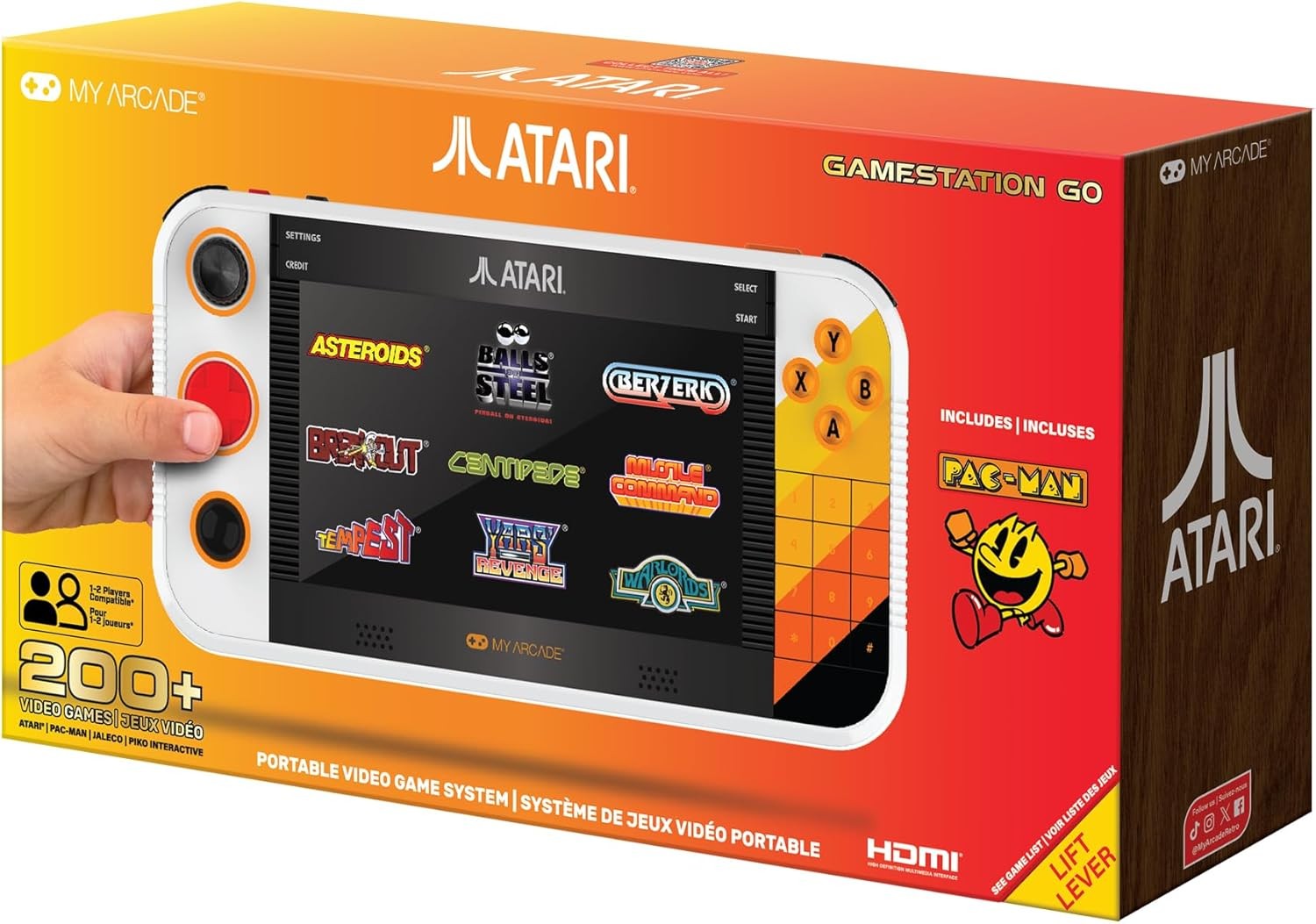 My Arcade Atari Gamestation Go: Rechargeable Battery, Over 200+ Preloaded Retro
