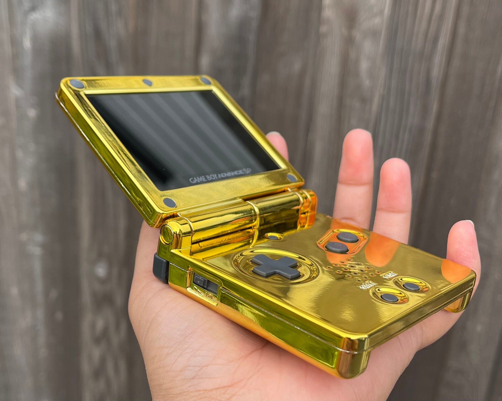 Glossy Gold Gameboy Advance SP Modded Retro Console IPS Backlit &USB C.Gift Idea