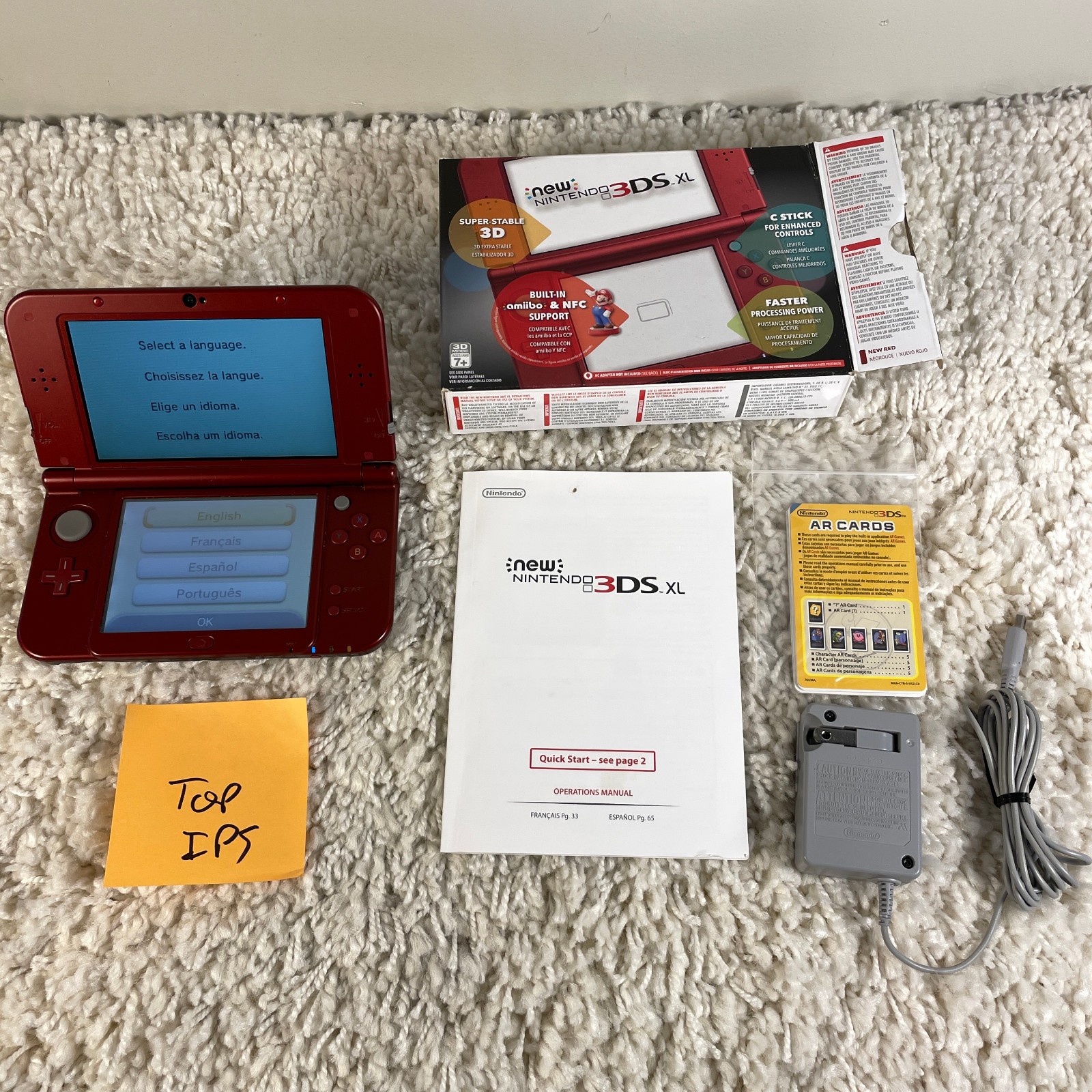 Nintendo “New” 3DS XL Metallic Red Handheld Console RED-001 Top IPS CIB in Box