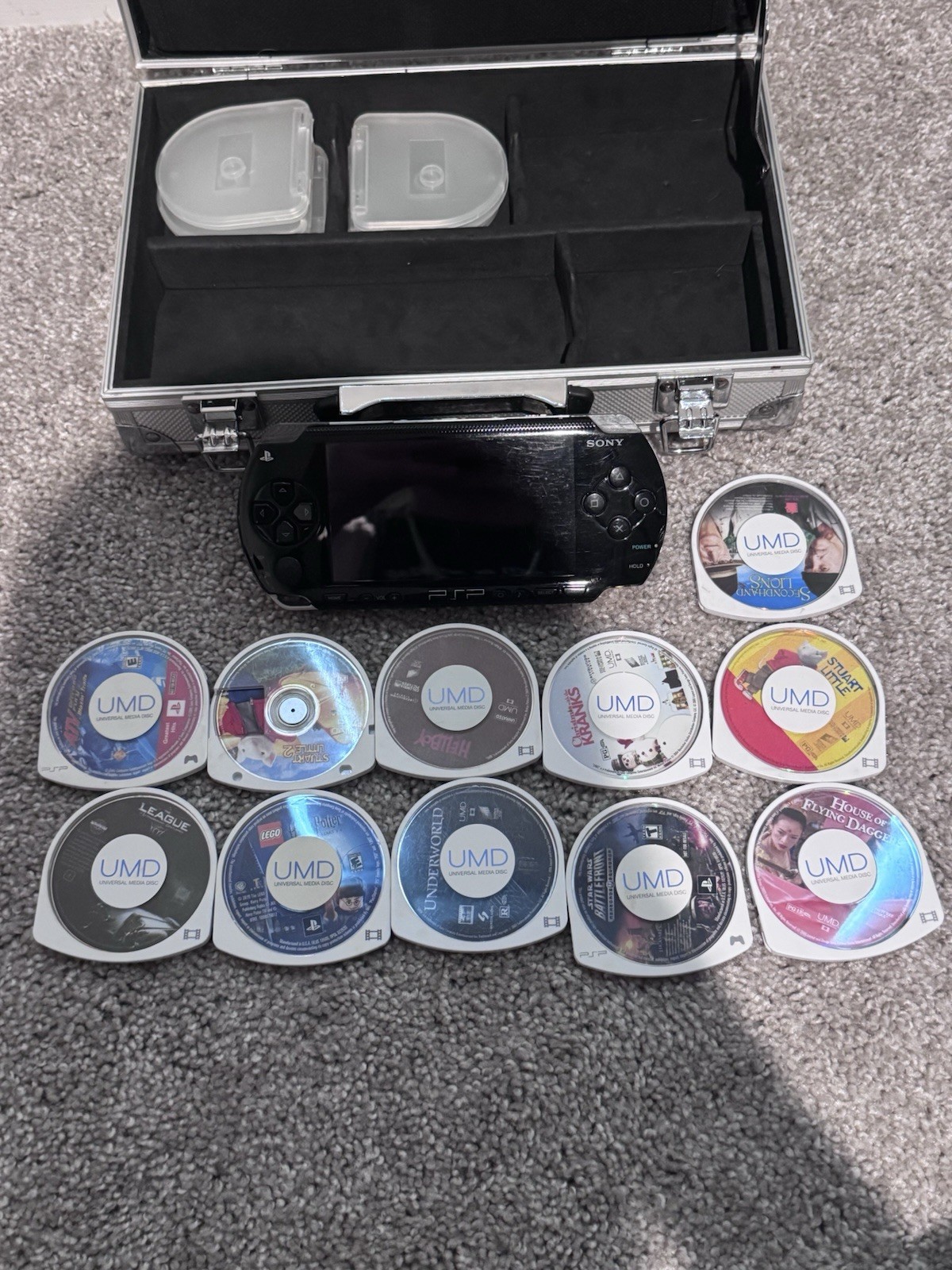 Sony Black Handheld System With Games, Movies Car/wall Charger & Case Battery