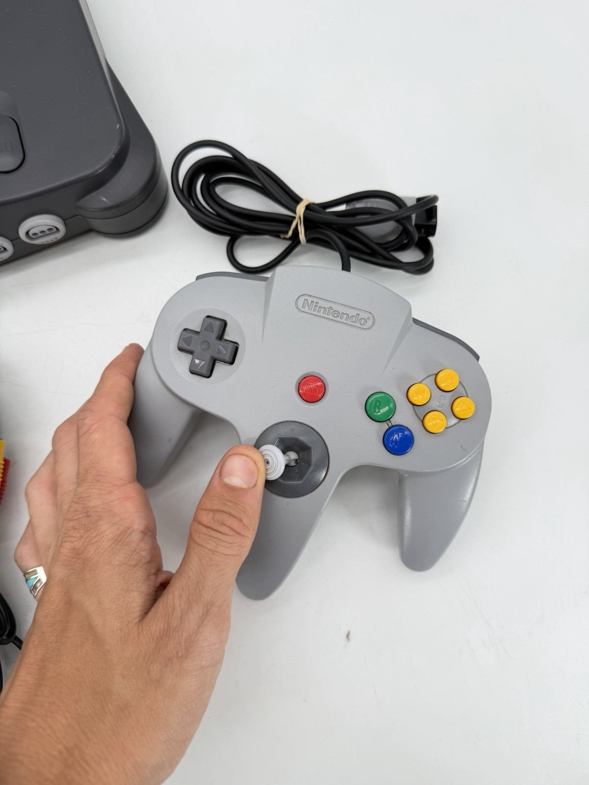 Nintendo N64 Black Console OEM Bundle W/ Super Mario 64 Tight Controller Tested
