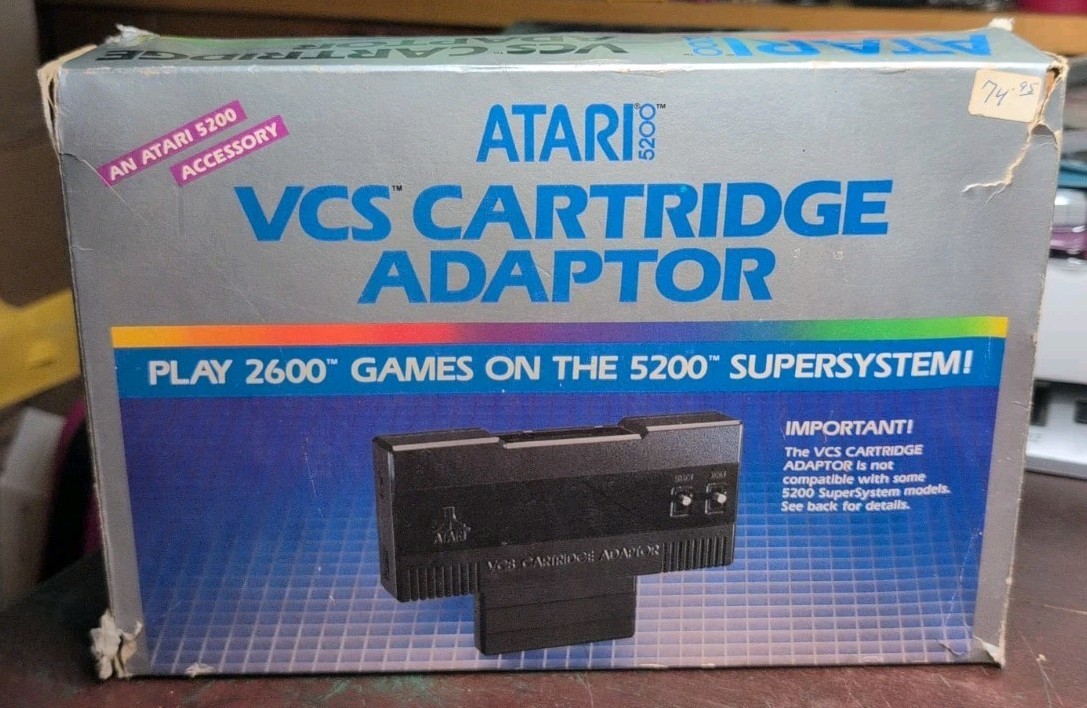 1983 Atari 5200 VCS Cartridge Adaptor with Manual & Box, Plays Atari 2600 Games