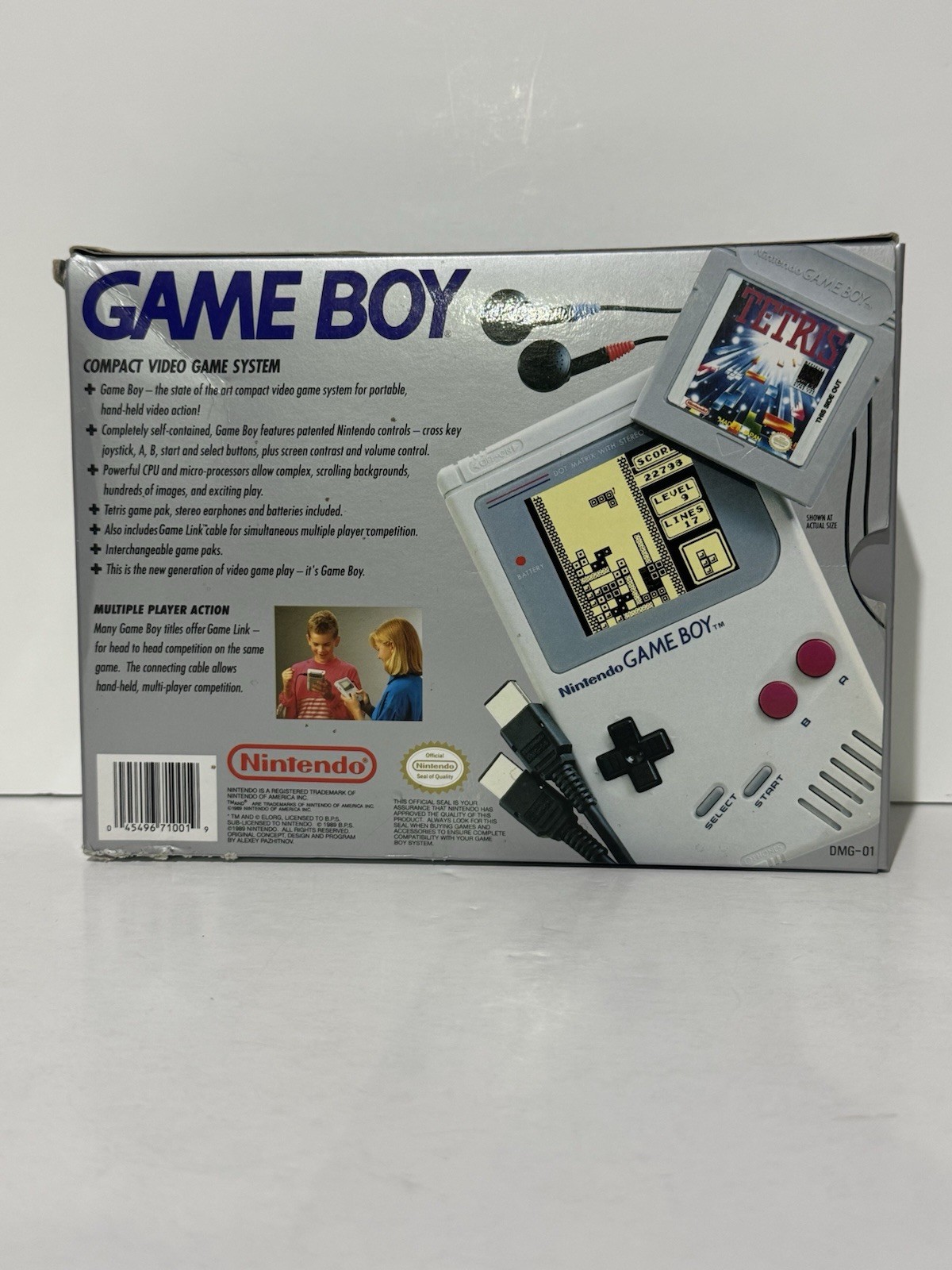 Nintendo Game Boy Handheld System Gray DMG-01 Complete in Box CIB w/ Earbuds