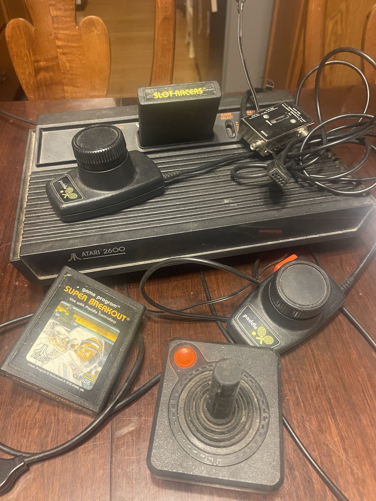 Atari 2600 Wood Console W Games Controllers Untested *For Parts or Repair*