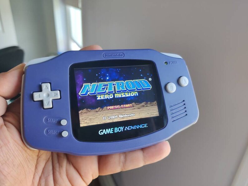Gameboy Advance Solid indigo Blue IPS V2 MOD 10 Level Brightness Level