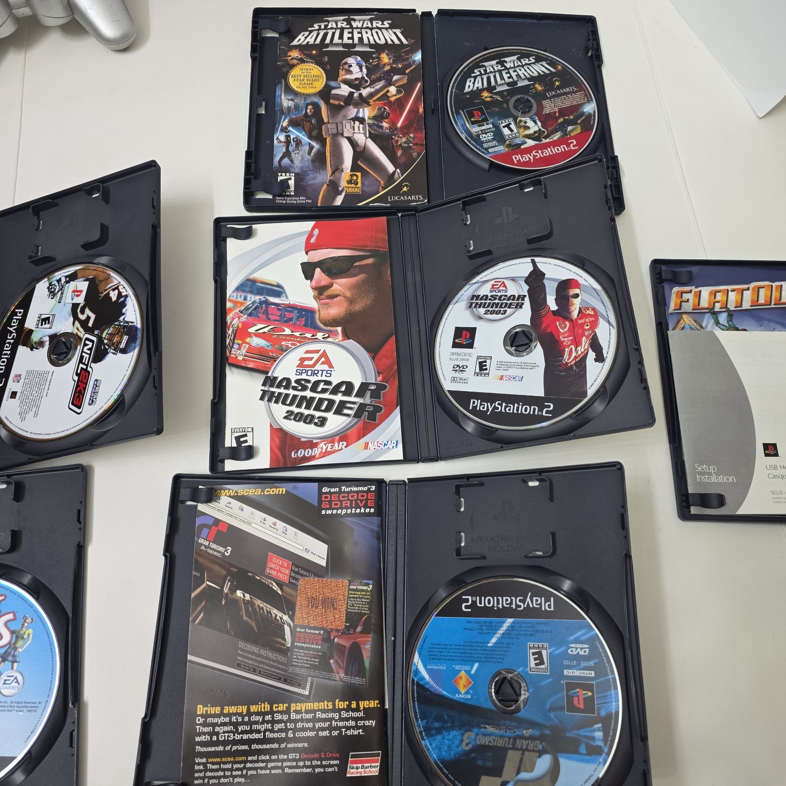 Sony PlayStation PS2 Slim Console 90001 Bundle Two 8 MB Controller + 6 Games