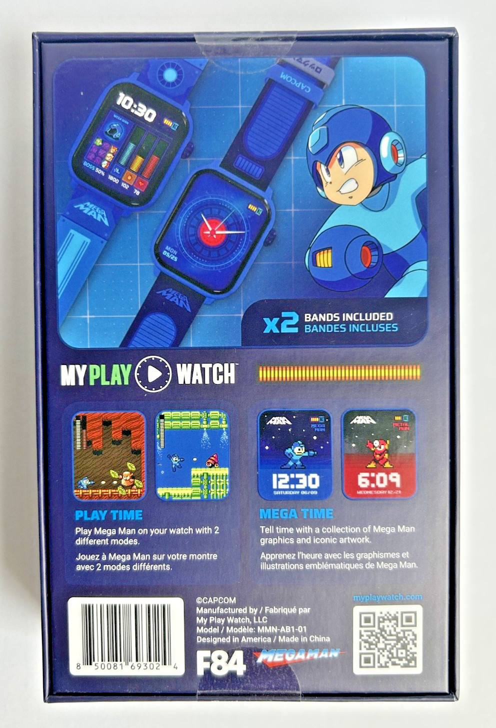 NIB Mega Man Retro Play Watch Bundle with Pre-Order Band & Display Stand + Bonus