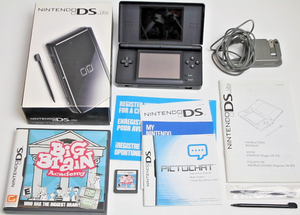 Nintendo DS Lite Handheld Video Game Onyx Big Brain Academy USG-001 #9e4