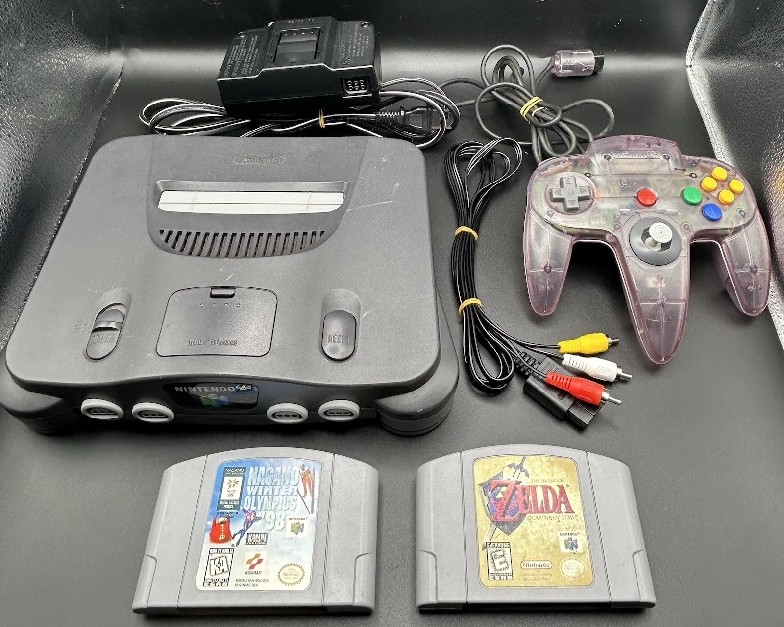 Nintendo 64 Console Bundle | Atomic Purple Controller + Ocarina Of Time WORKING