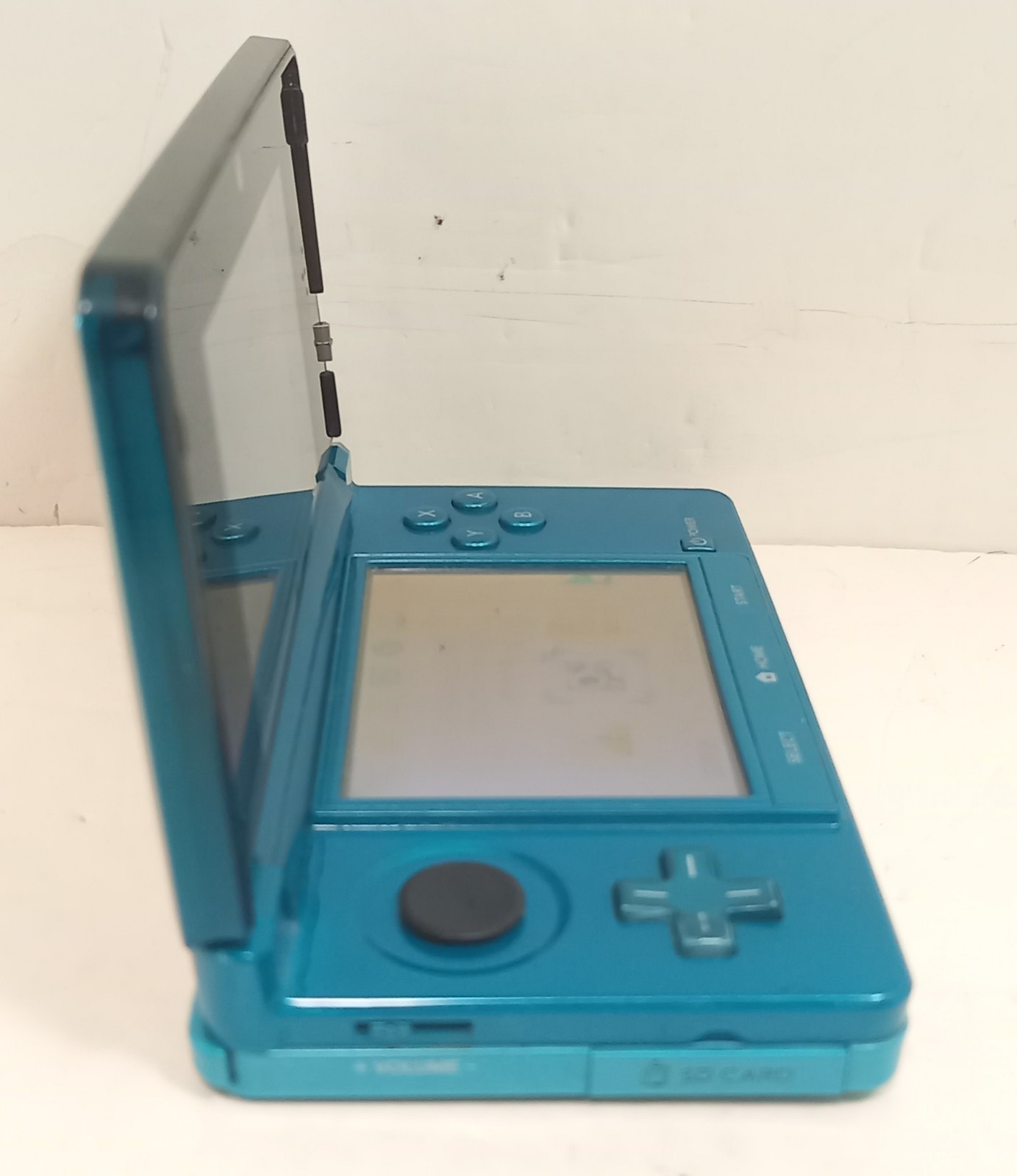 Nintendo 3DS Game Console Aqua Blue color W/ Charger Box Instruction SD card