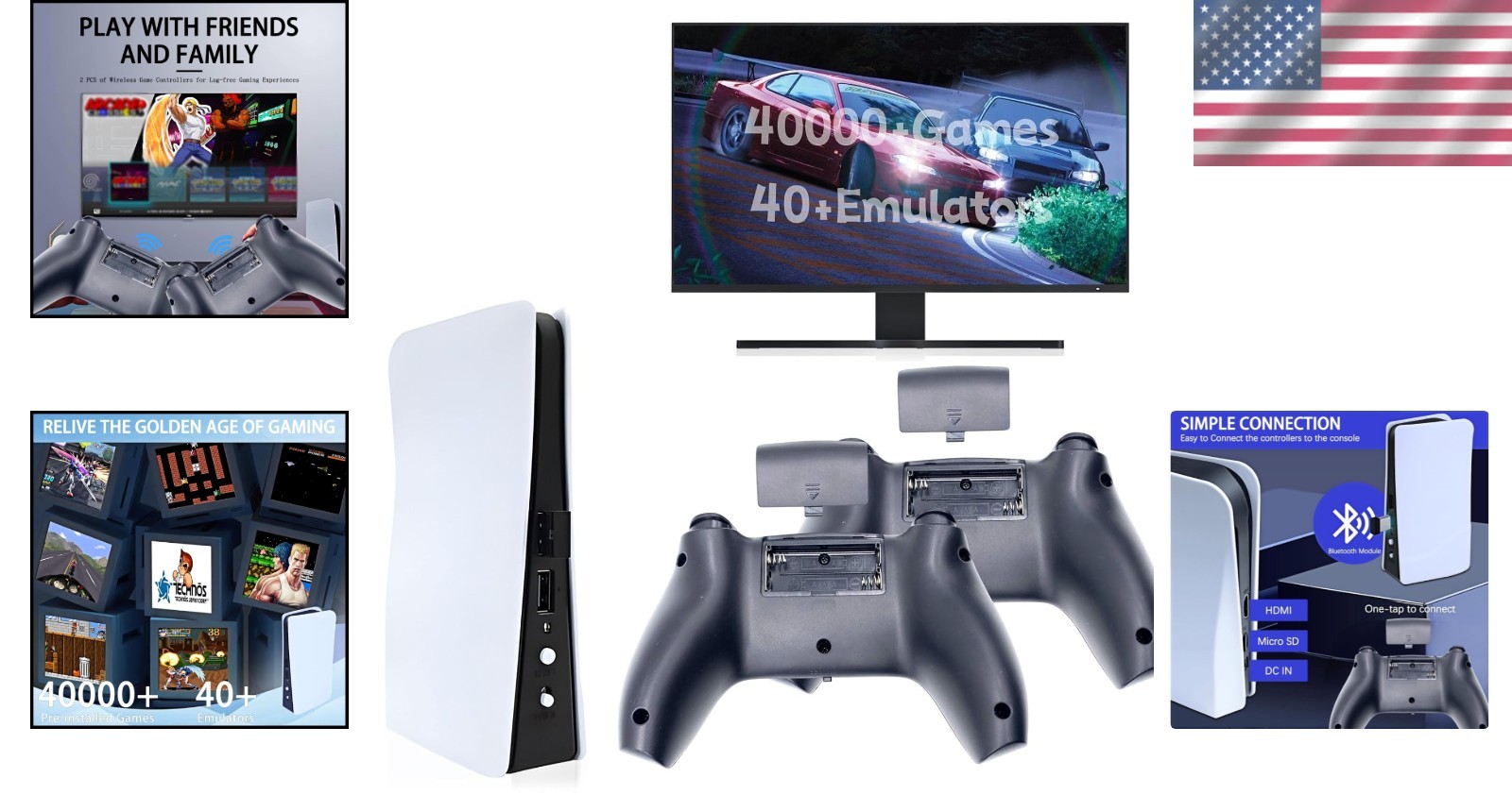 Nostalgic Wireless Game Console – 4K, 40,000+ Games, 2 Ergonomic Controllers