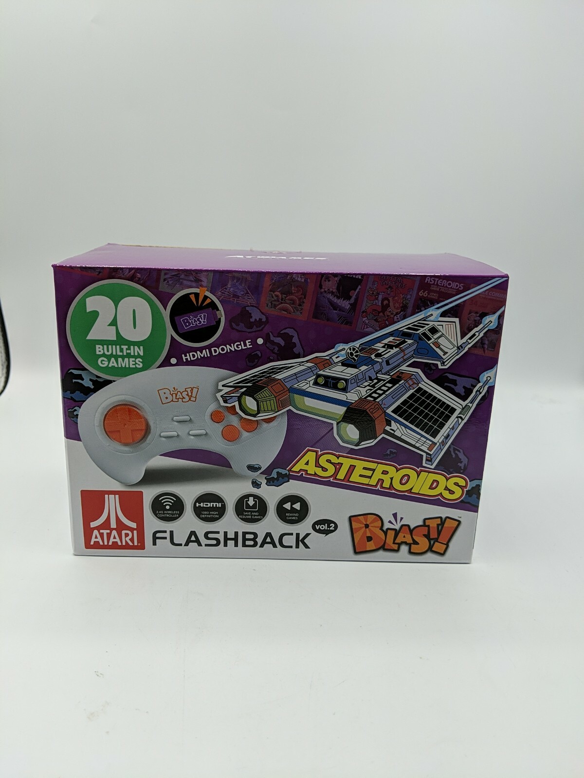 Atari Flashback Blast Asteroids 20 built-in games HDMI dongle wireless controllr