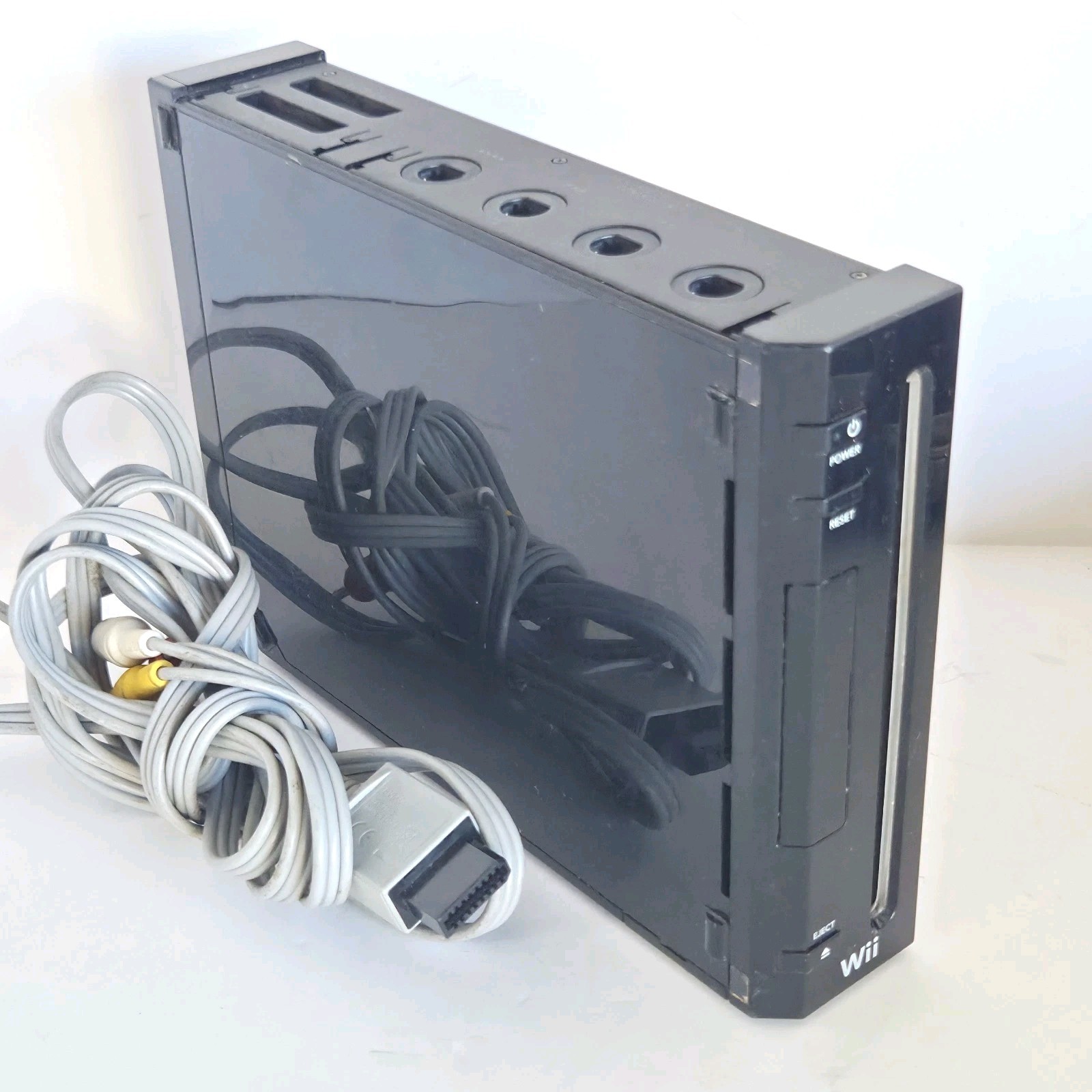 Nintendo Wii Console RVL-101 Black With Power & AV Cables & 1 REMOTE Works