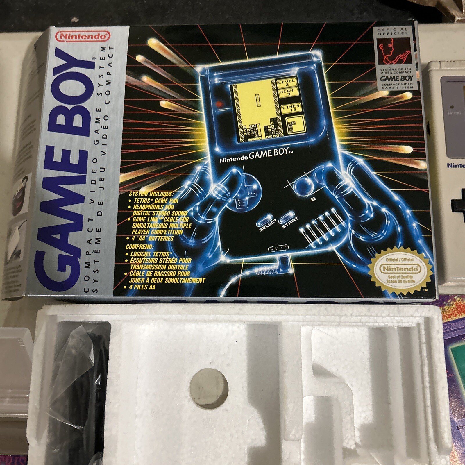 Original Game Boy Compact Video Game System Boxed W/ Manuals, Cables Tetris Nice