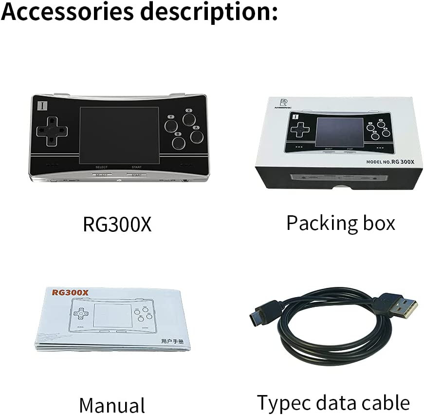 RG300X Handled Game Console, Portable Game Console with 64G TF Card Preinstalled