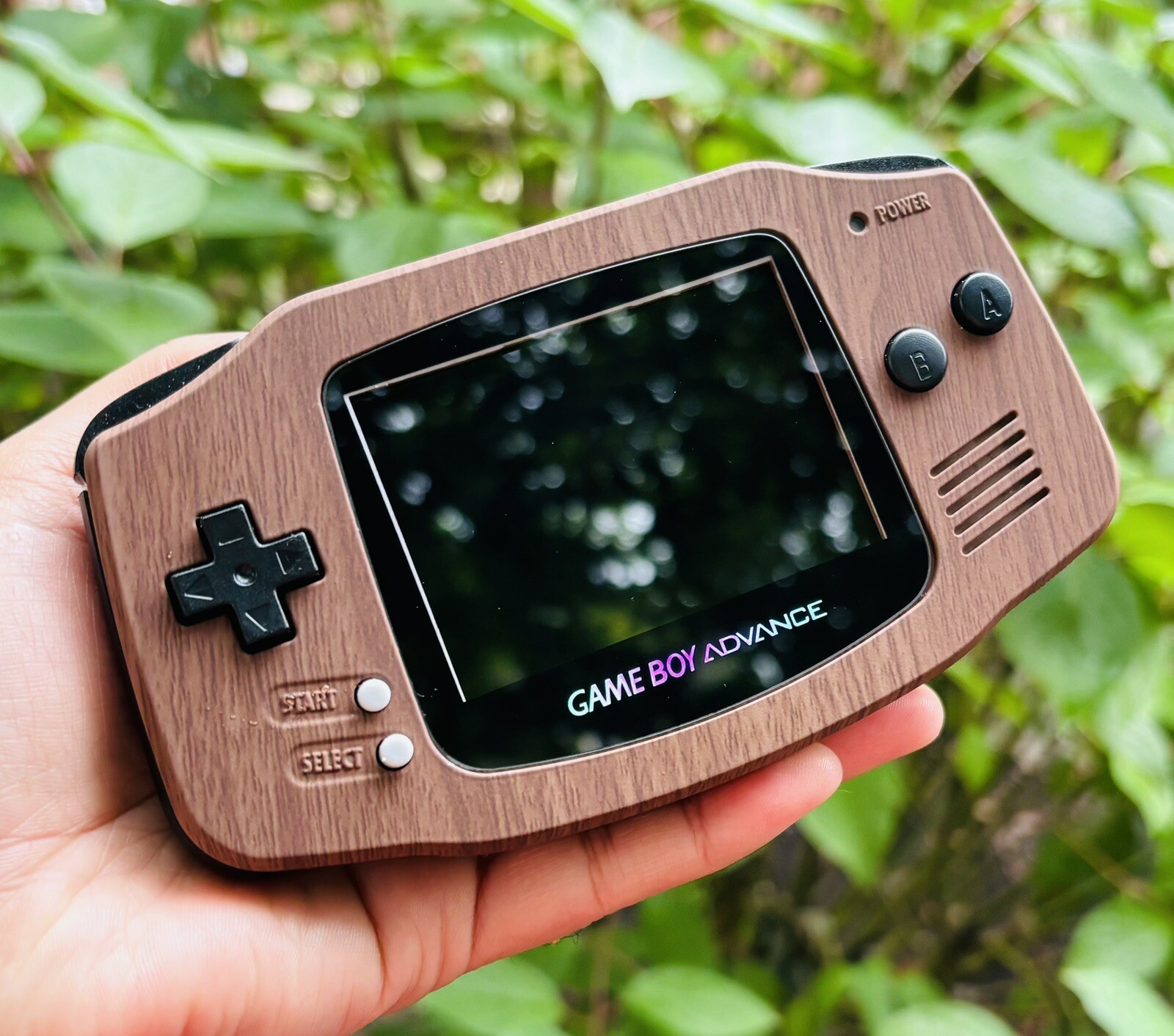 Gameboy Advance Soft Touch Wood Pattern Gaming Console IPSV2 Backlight & USB C