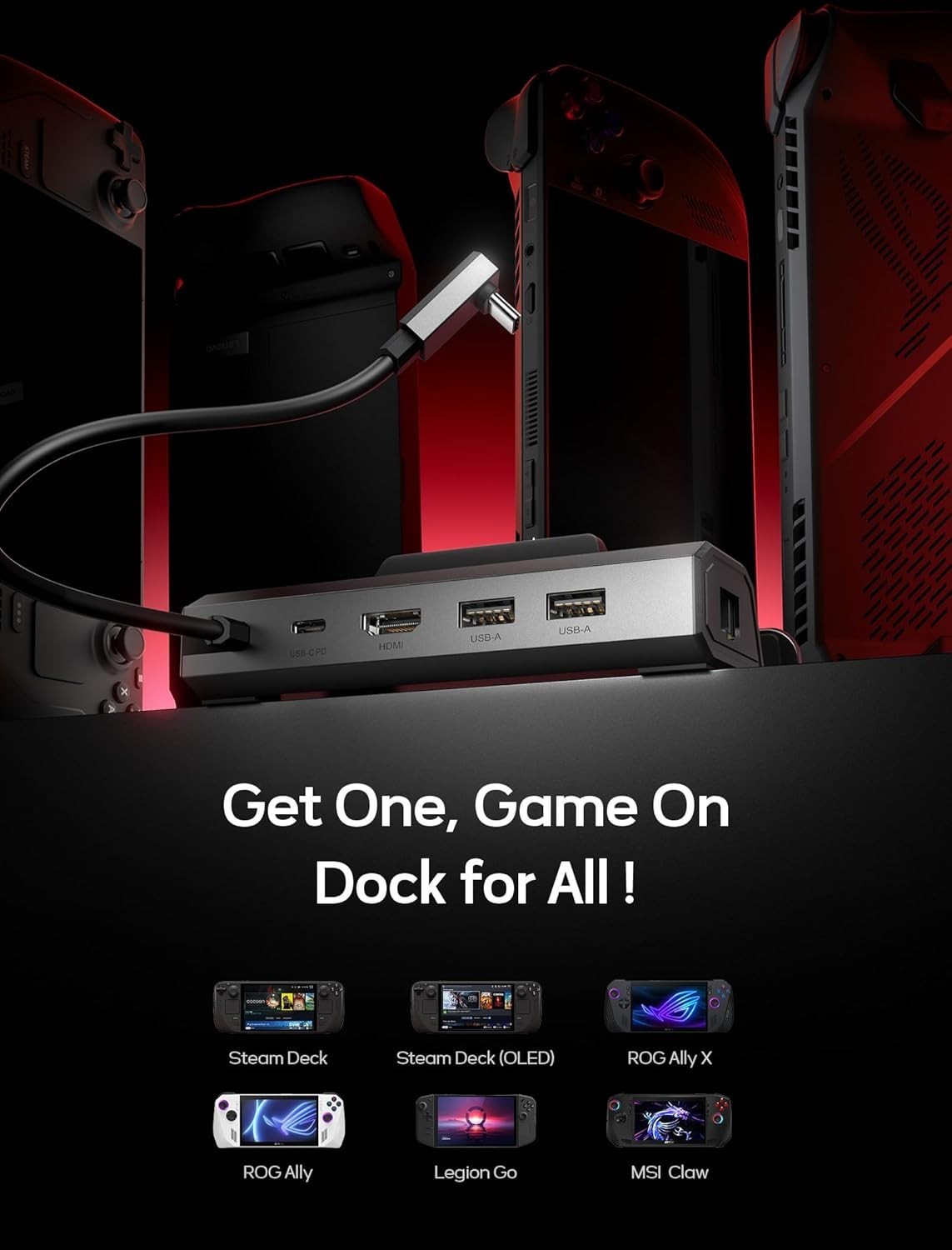 Steam Deck Docking Station 4K@120Hz: HDMI 2.1 & USB Ports for Gaming Perfection