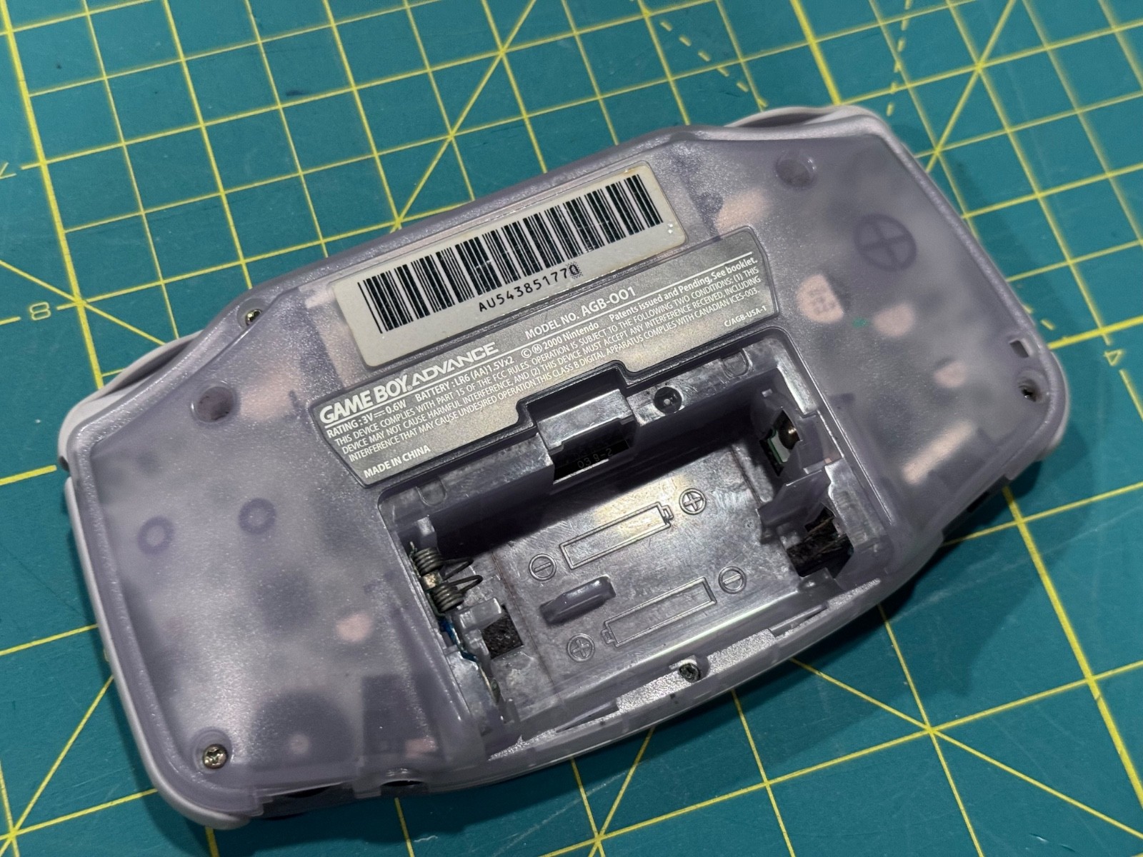 Nintendo Game Boy Advance Console System – Clear Glacier – Parts Only